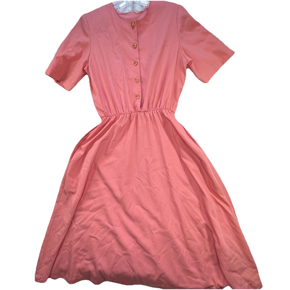 Vintage Willowridge Womens Dress Sz 6/8 Coral Cottagecore Peasant Prairie 80s